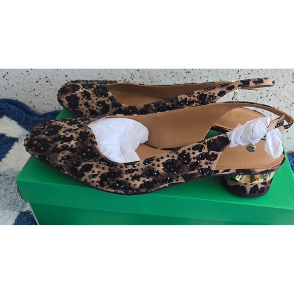 J Renee Baline Leopard Rhinestone Slingback Block Heel Shoes - Picture 3 of 10